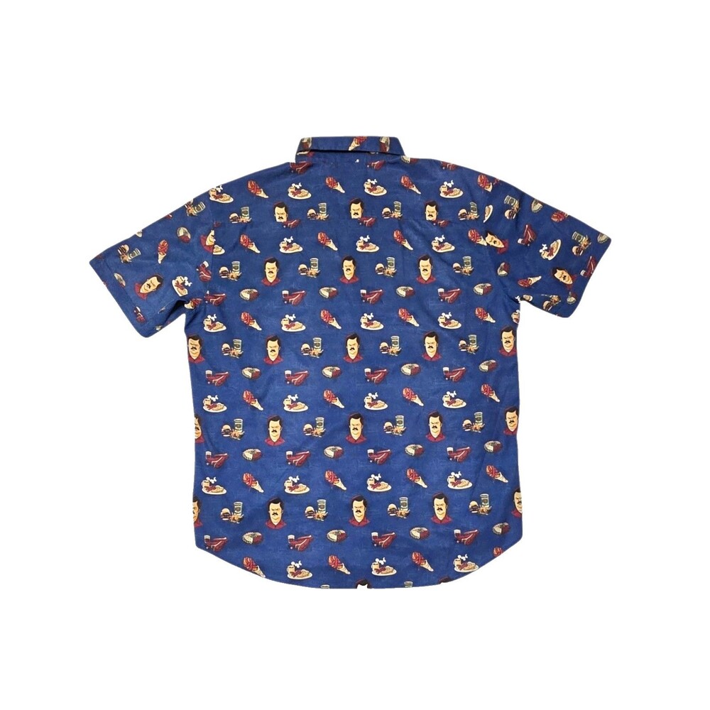 RSVLTS Navy Blue Parks Recreation Turf N Turf Kunuflex Short Sleeve Shirt 2XL - Picture 9 of 10